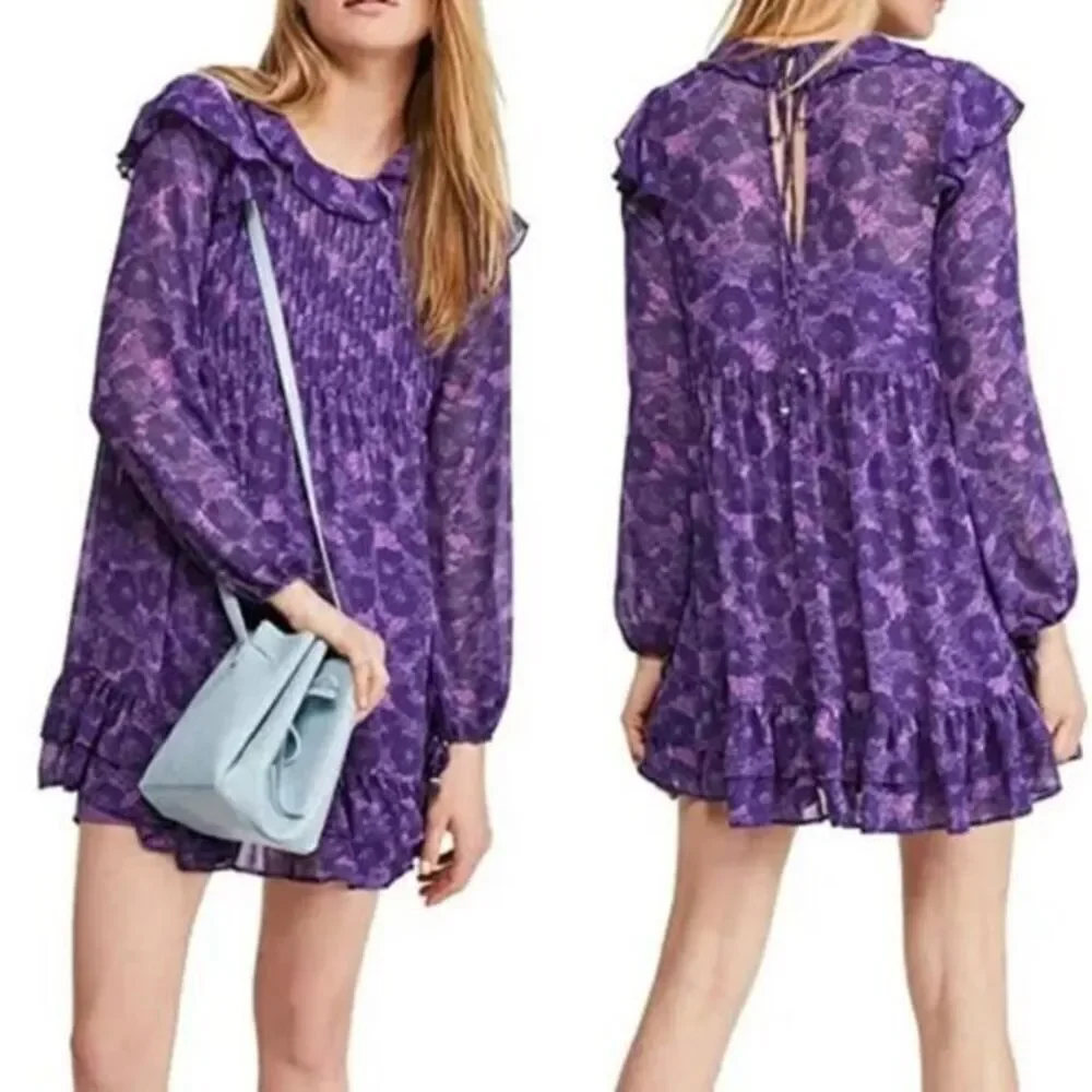 NEW Free People These Dreams‎ purple Mini Dress, XS